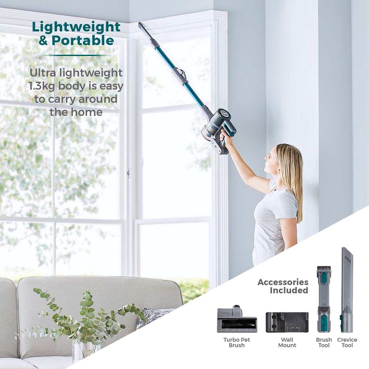VL80 Flexi Pet Cordless Anti Tangle Vacuum - T513011 teal, TOWER