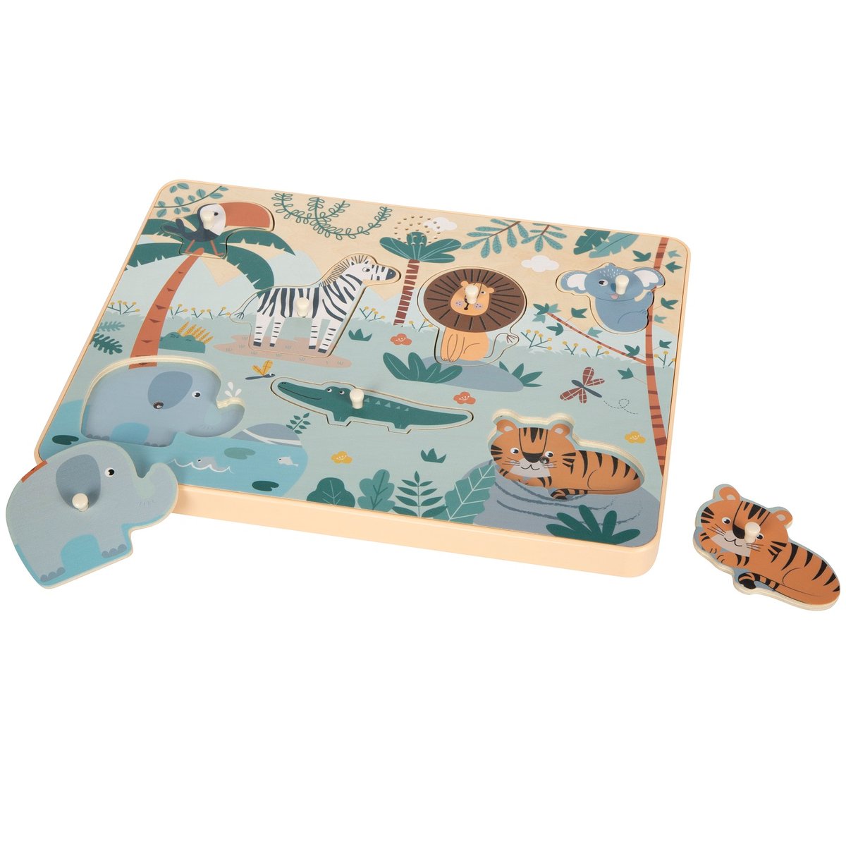 Puzzle sonore Safari bleu, SMALL FOOT COMPANY