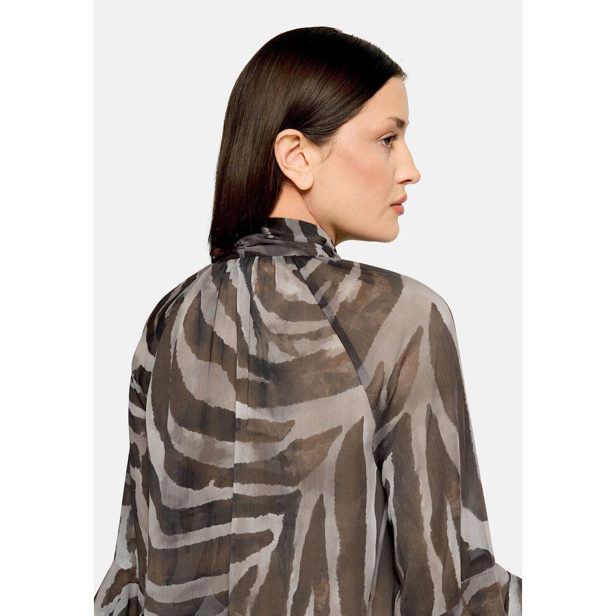 Chemisier en chiffon à volant brown/brown, VERA MONT