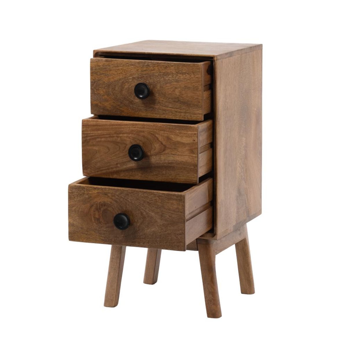 Table de chevet 3 tiroirs en manguier L40 cm Authentique marron, AMADEUS