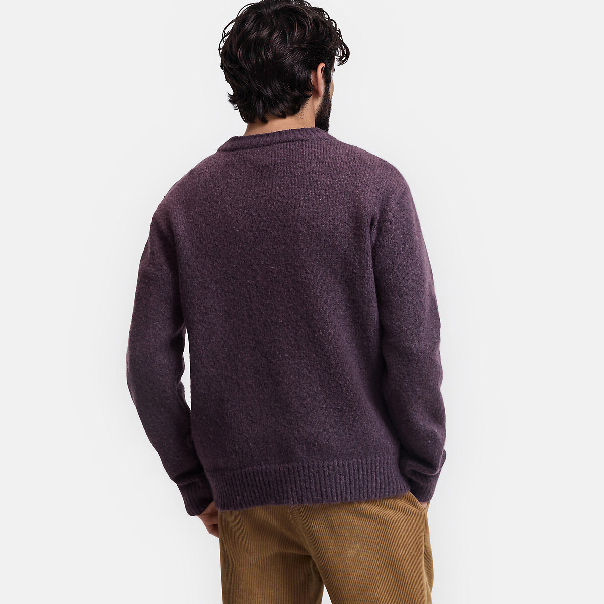 Pull col rond en grosse maille violet aubergine, LA REDOUTE COLLECTIONS