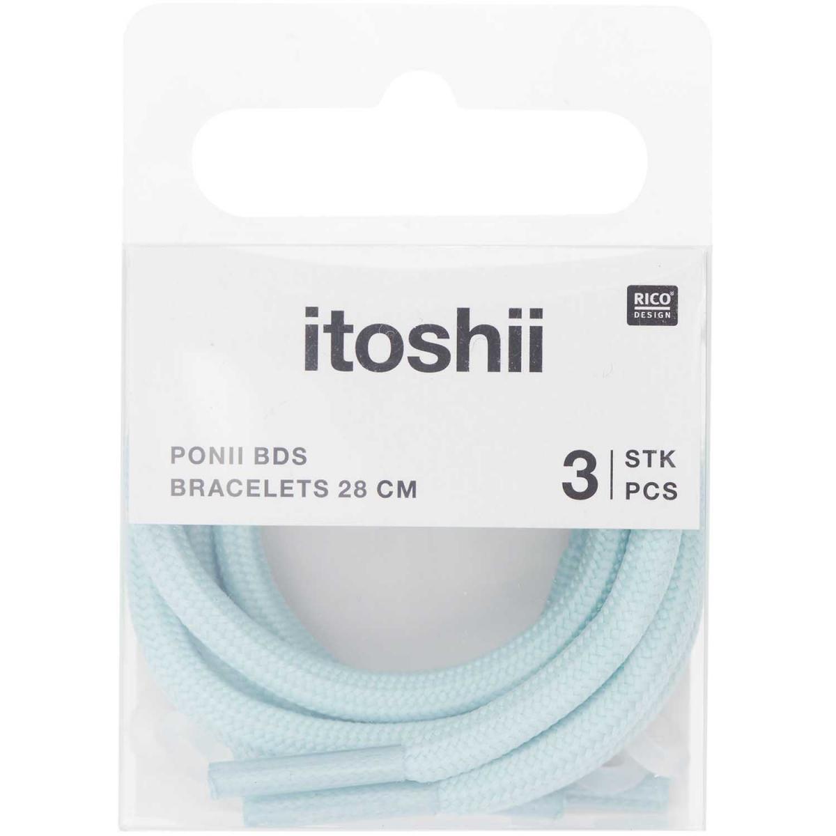 Itoshii pack 3 cordons 28cm bleu couleur unique, RICO DESIGN