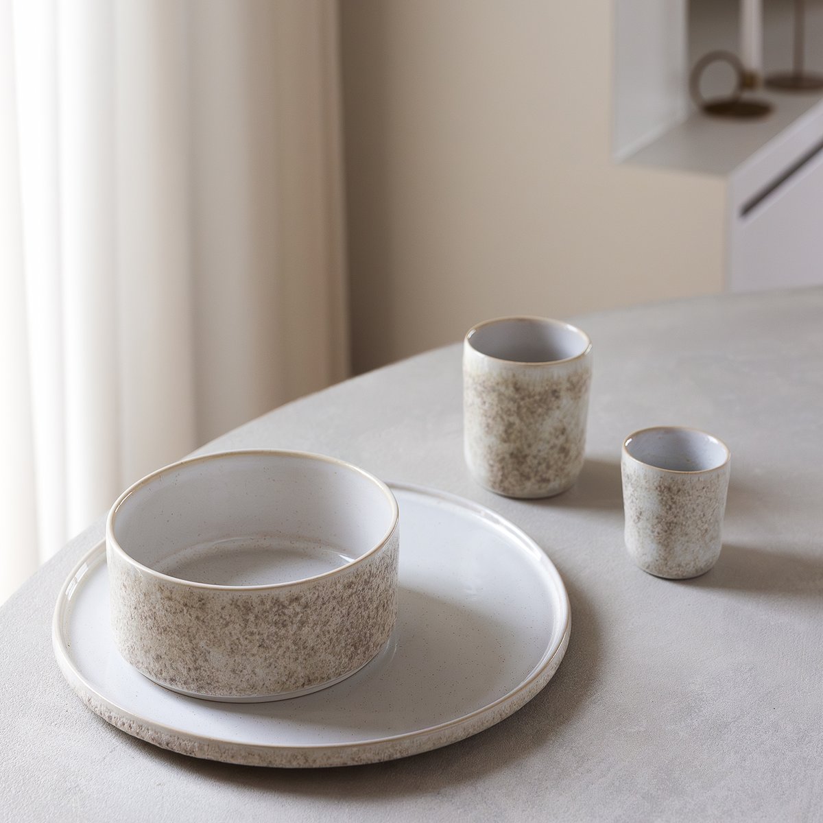 Lot de 4 assiettes FARO beige, SP COLLECTION