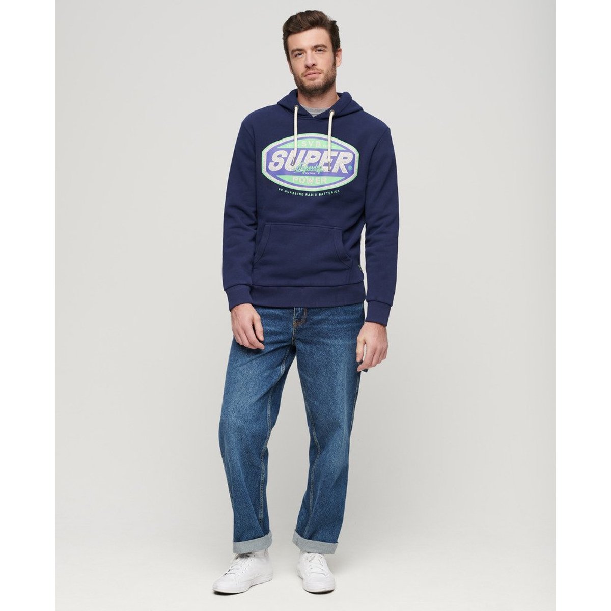 Sweat à capuche à motif Gasoline Workwear bleu marine intense, SUPERDRY