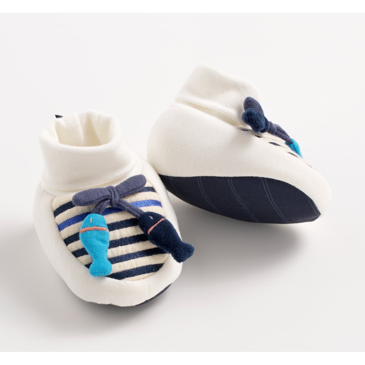 Chaussons marinière poissons blanc/bleu, SAUTHON