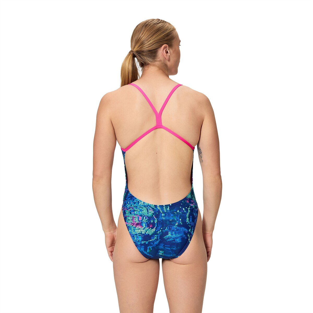 Maillot de bain 1 pièce V-BACK 2.0 imprimé bleu, SPEEDO