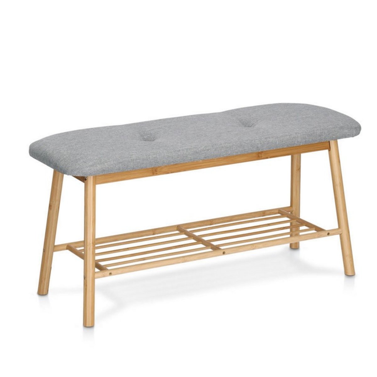 Banc rangement chaussures bois bambou gris, ZELLER PRESENT