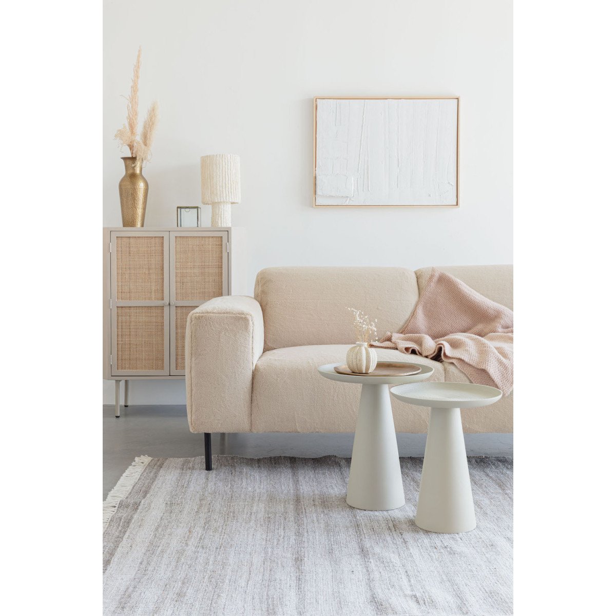 Canapé 2,5 places en tissu doux - QUADRO crème, MATHI DESIGN