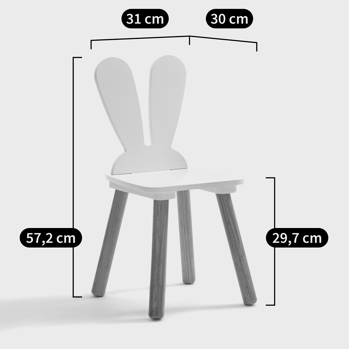 Chaise lapin maternelle, Aglaee blanc/bois, LA REDOUTE INTERIEURS