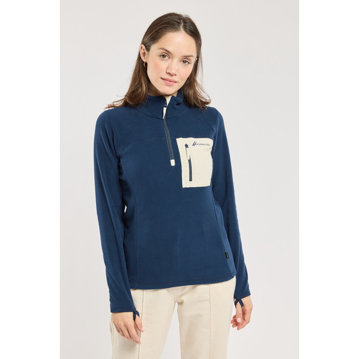Sweat polaire zippé en Micropolaire Polartec® MOLENE navy, BERMUDES