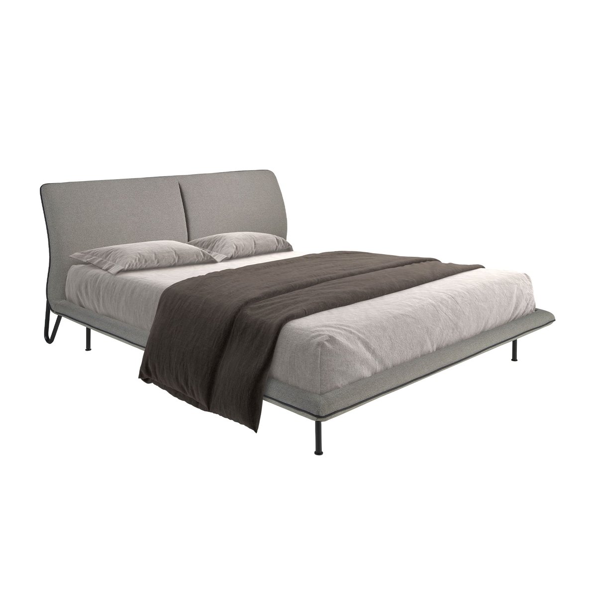 Lit en tissu gris foncé | noir, ANGEL CERDA