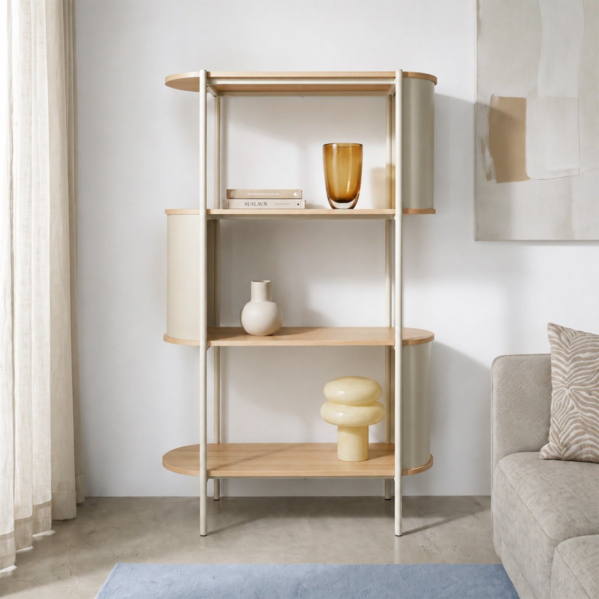 Etagère en bois et métal H133,5cm- PACO beige, DRAWER