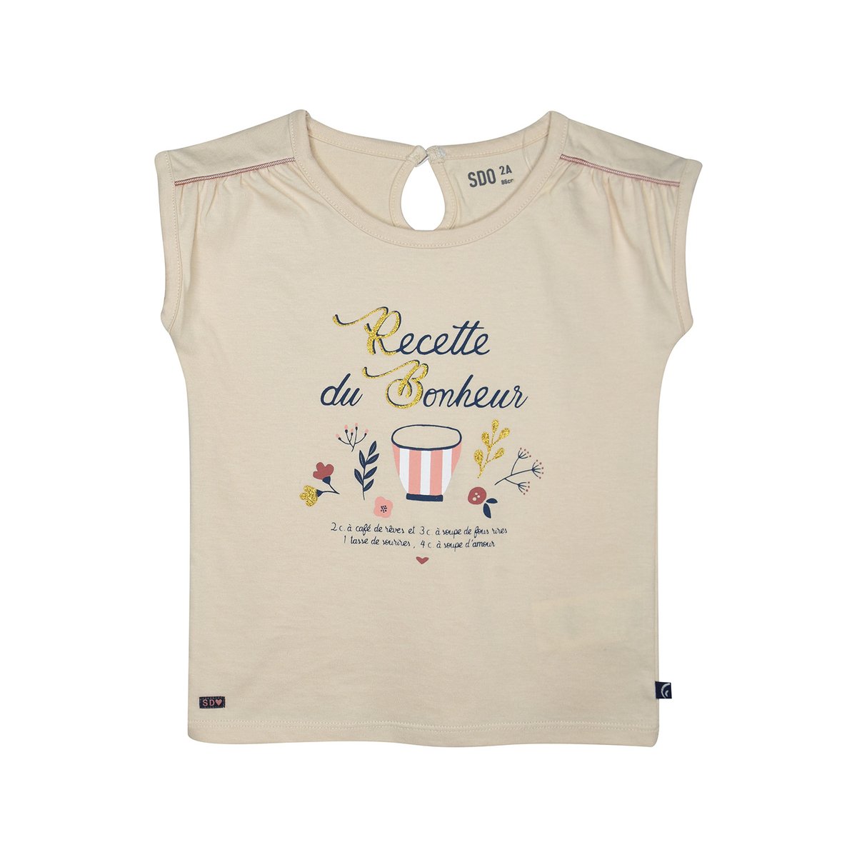 Tee shirt georgette sans manches enfant beige, SUCRE D'ORGE