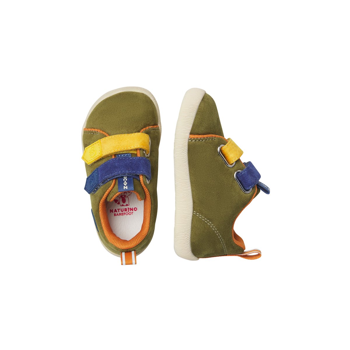 Sneakers en simili cuir YOMPY VL. kaki-bleu, NATURINO
