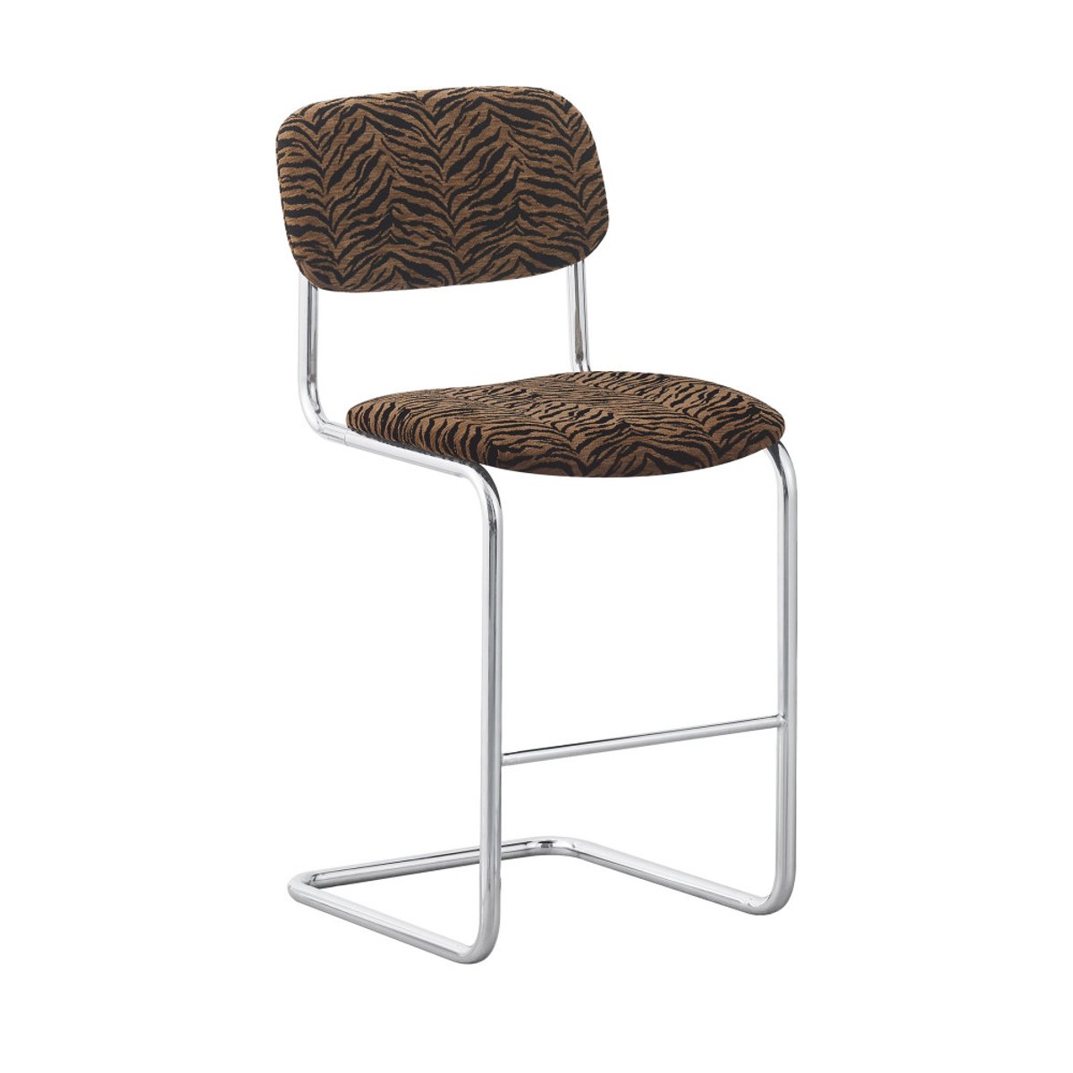 Lot de 2 tabourets de bar imprimé tigre pieds chrome H65cm - MARCEL marron, DRAWER
