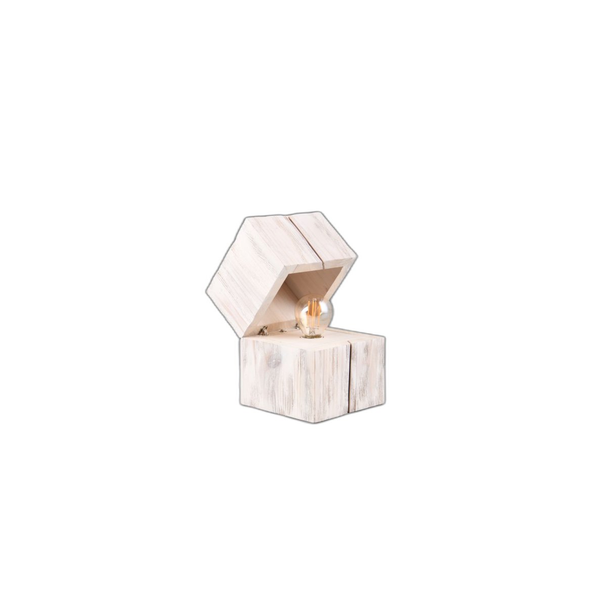 Lampe design en bois vintage, TRESOR blanc, TRIO