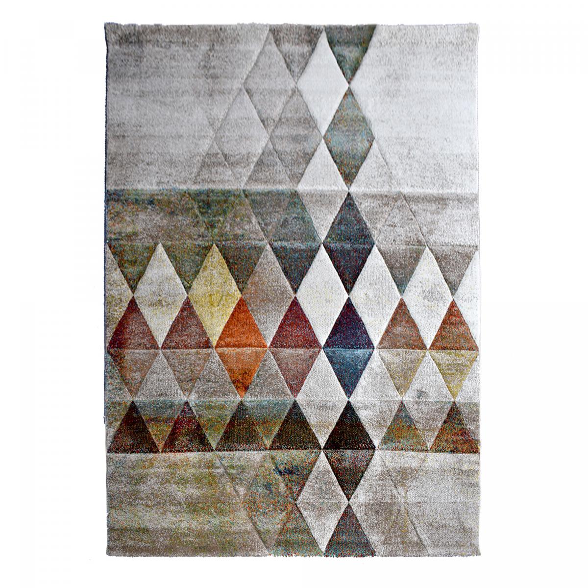 Tapis chambre tissé motif géométrique LYN8 BELO 19 beige, UN AMOUR DE TAPIS