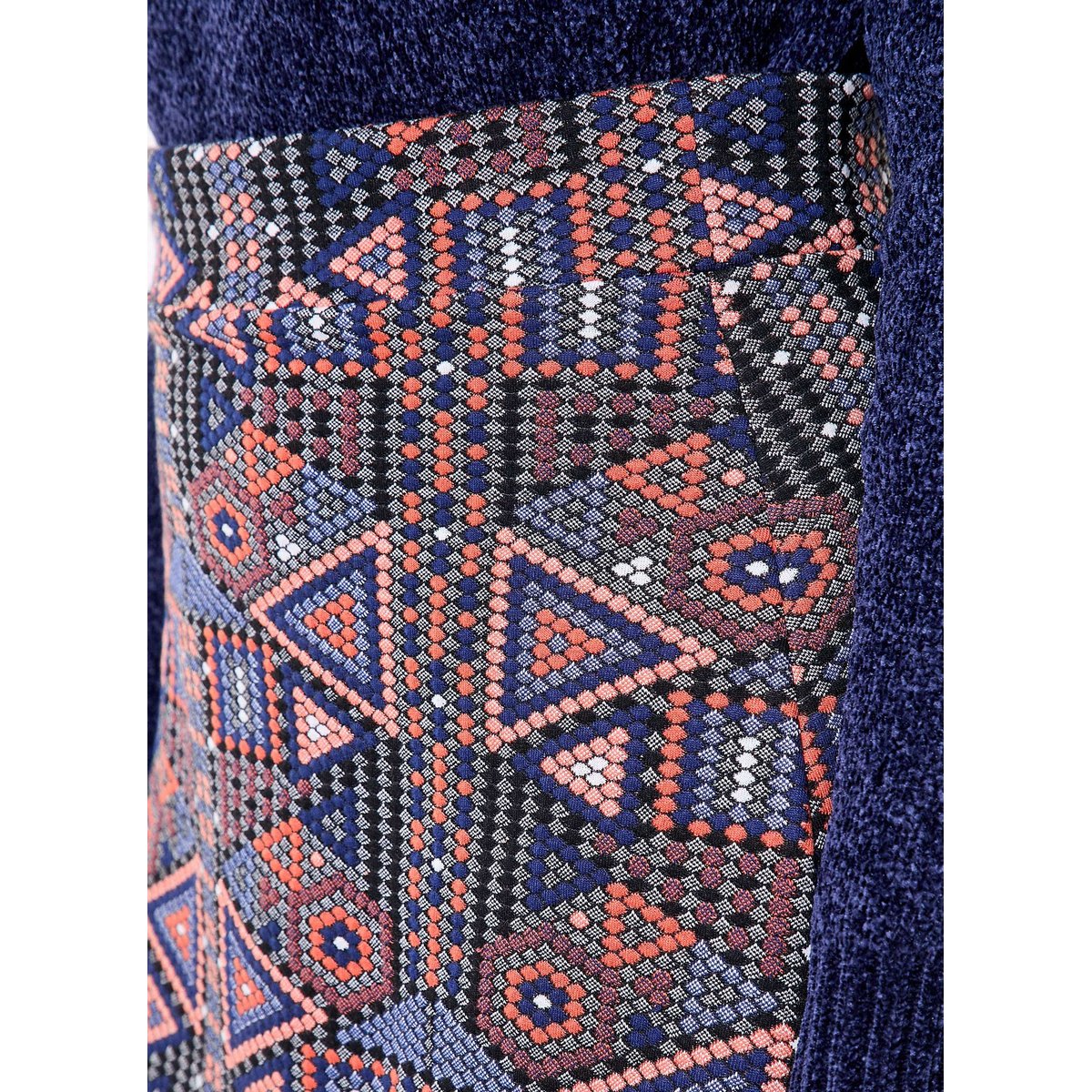 Jupe maille souple trapèze SIGRUN bleu orange, LA FIANCÉE