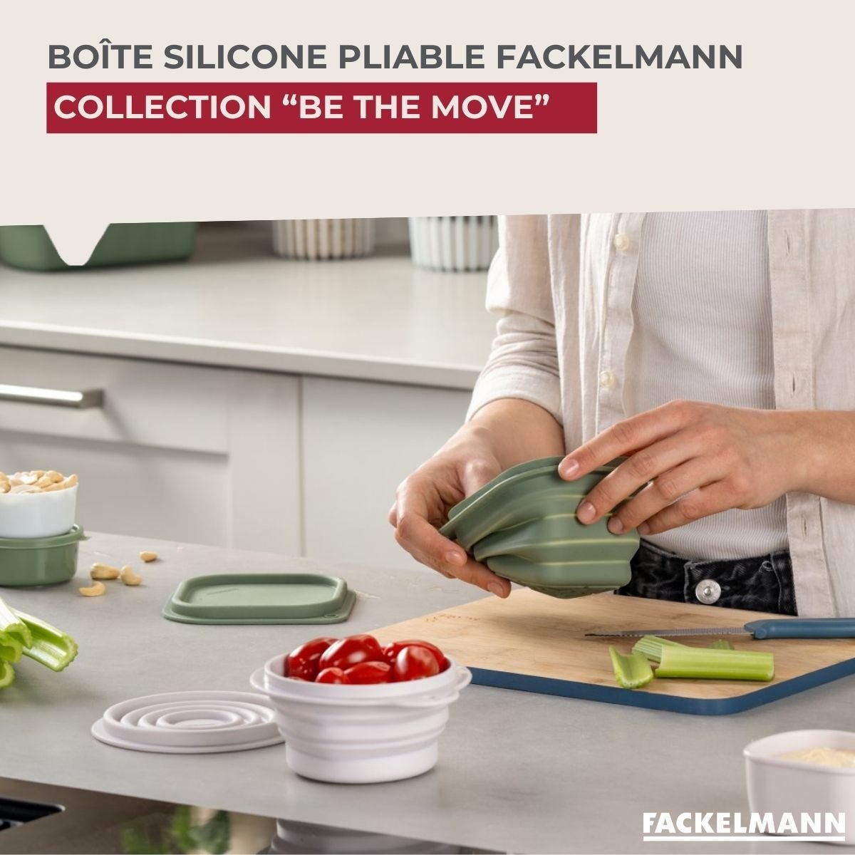 Lot de 2 lunch box 1L avec 2 ustensiles de cuisine STORAGE blanc, FACKELMANN