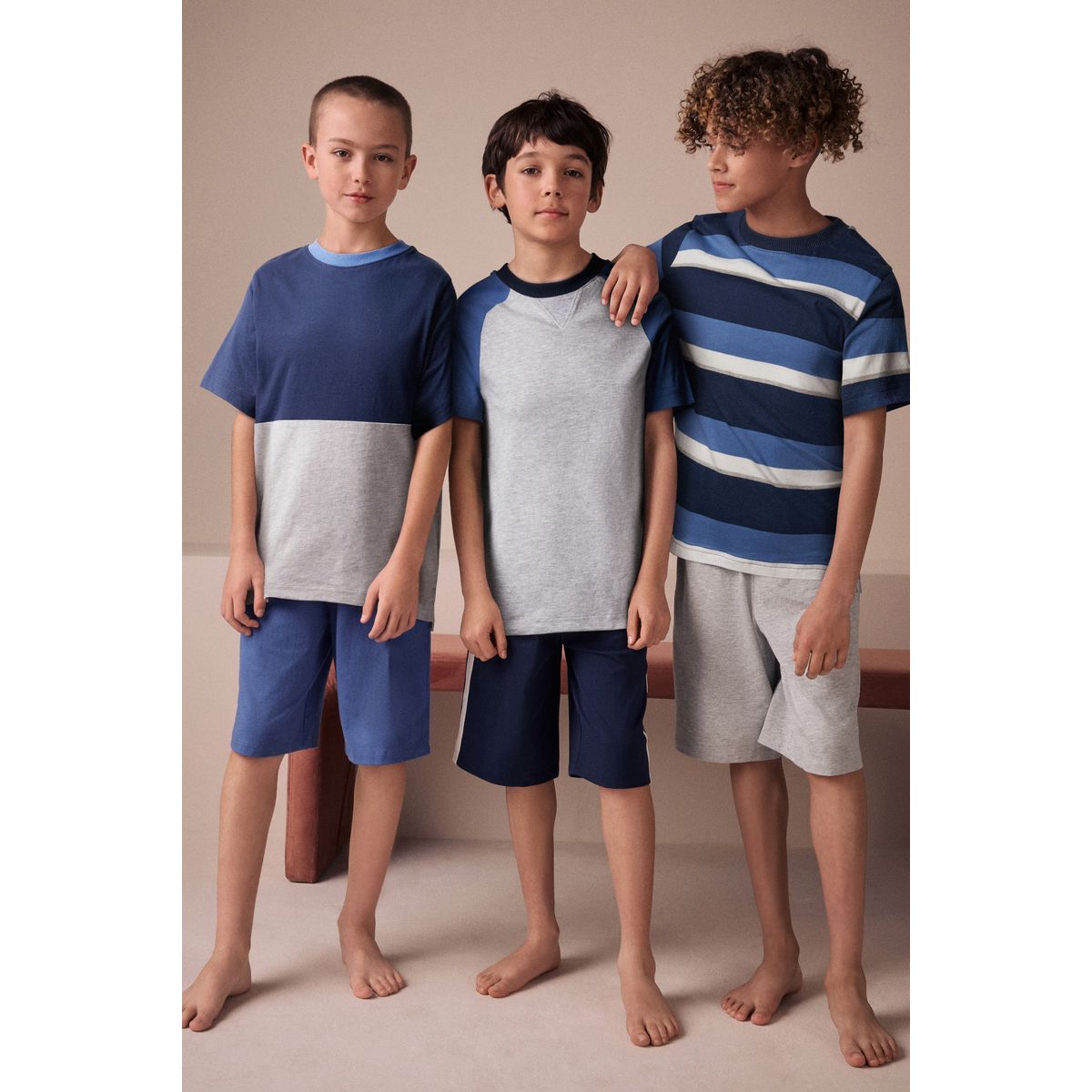Pyjama short, lot de 3 bleu marine/gris, NEXT