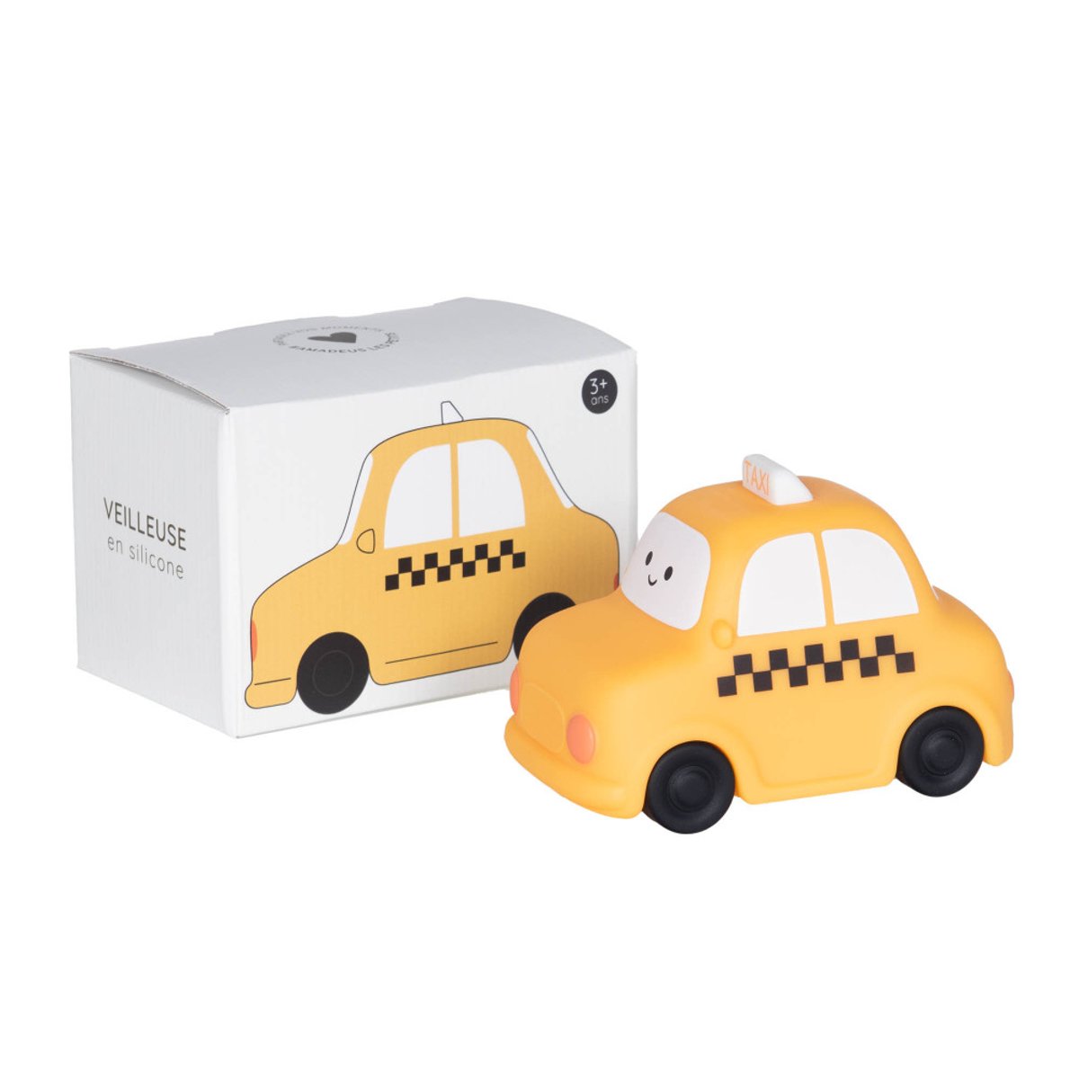 Veilleuse Voiture en silicone rechargeable USB jaune, AMADEUS LES PETITS