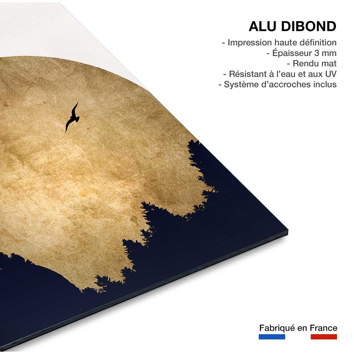 Tableau crepuscule doré tableau alu dibond, HEXOA