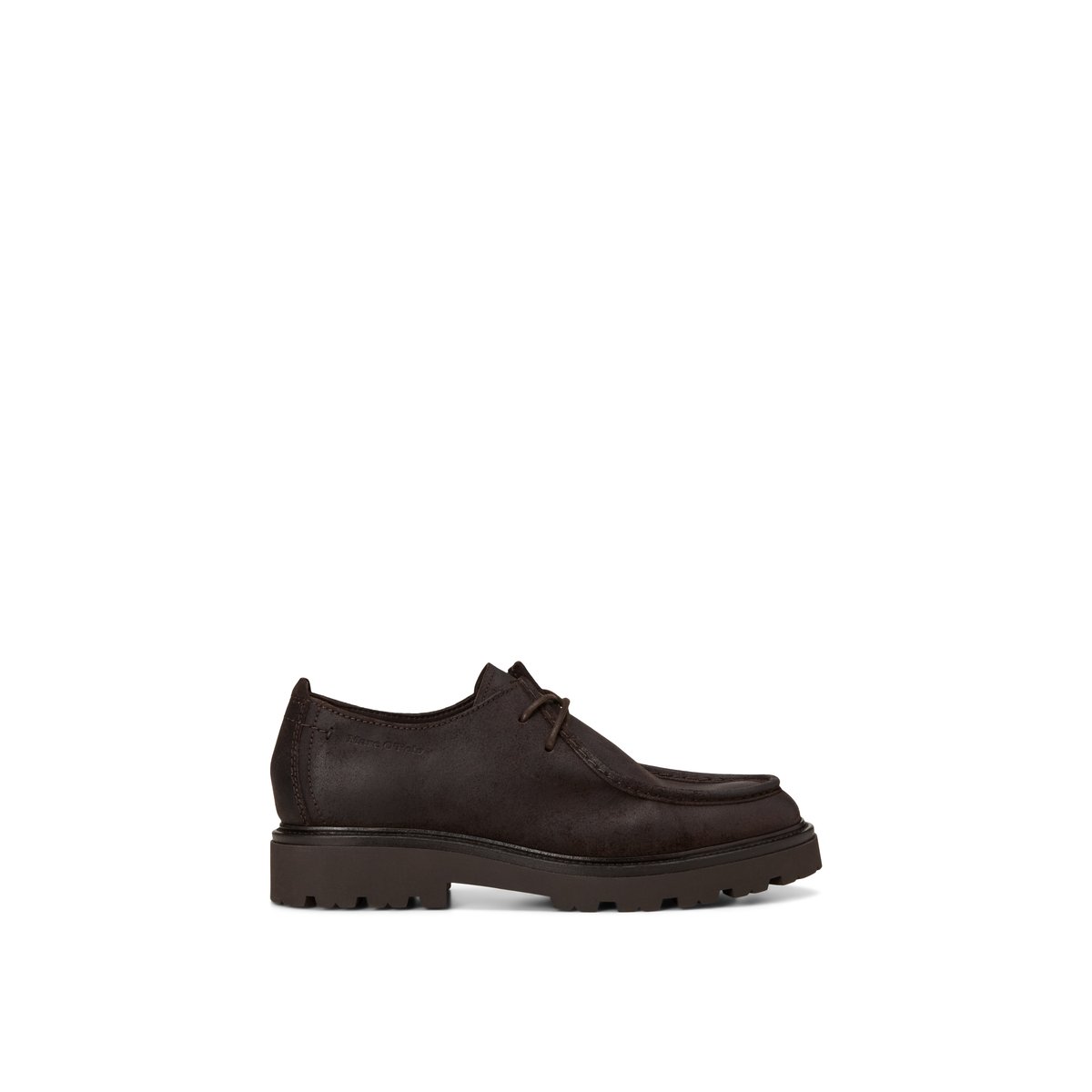 Chaussures à lacets, modèle Phil en cuir velours ciré marron fonce, MARC O'POLO