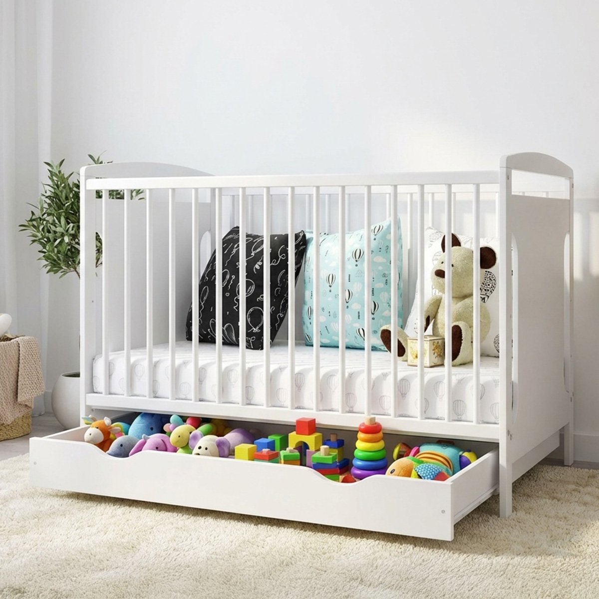Lit bébé évolutif Margot - Design sobre - Grandit avec l'enfant blanc, MINEA