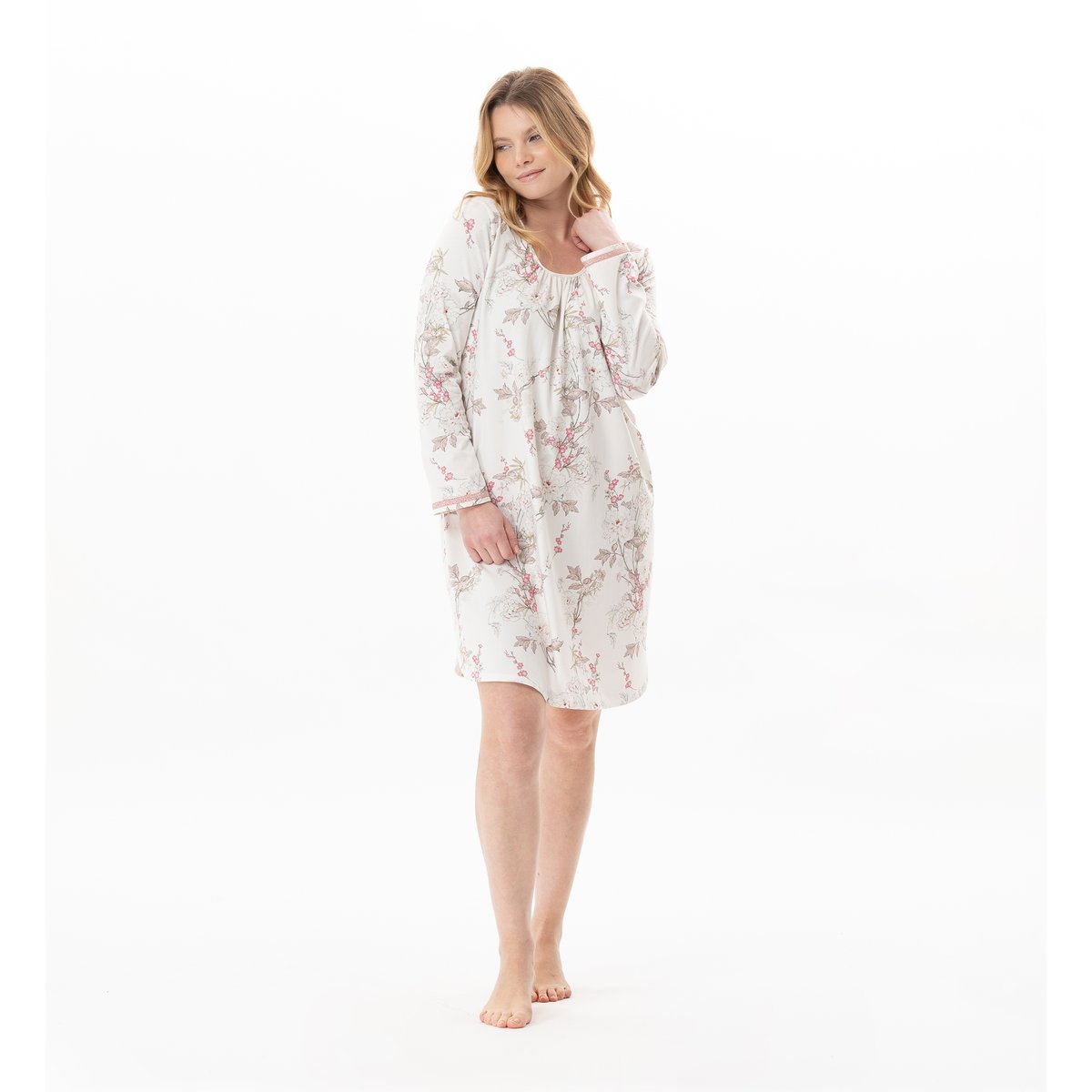Chemise de nuit en coton modal KELLY 101 multicolore, LE CHAT