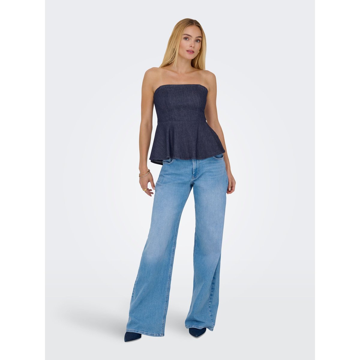 Top dark blue denim, ONLY