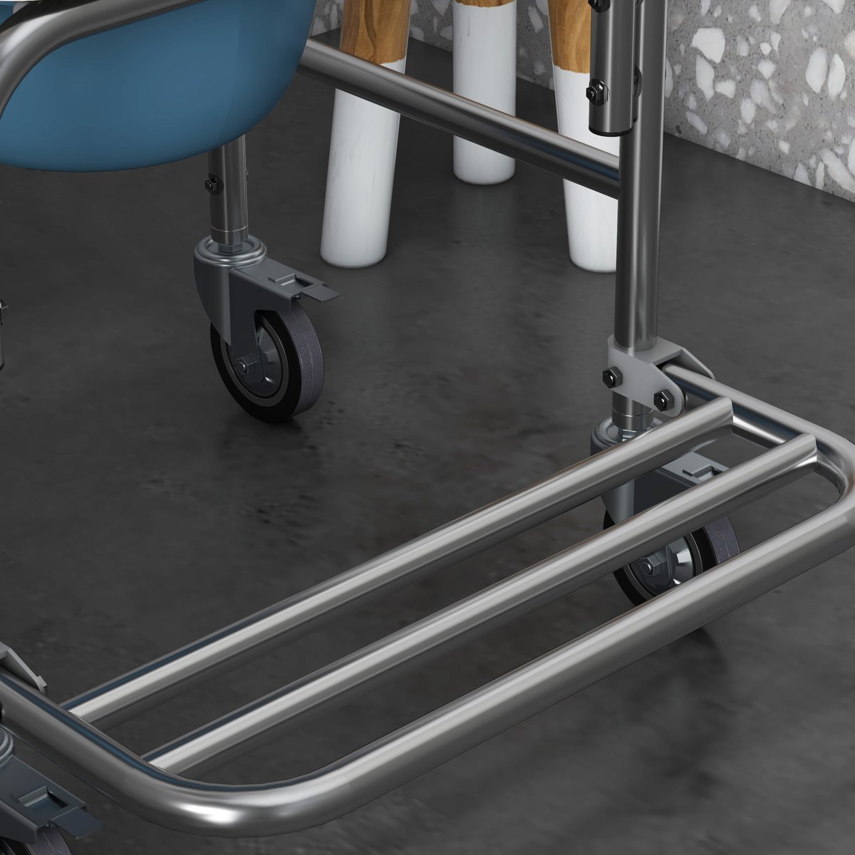 Fauteuil roulant avec cuvette Acier Blanc blanc, bleu, chromé, HOMCOM