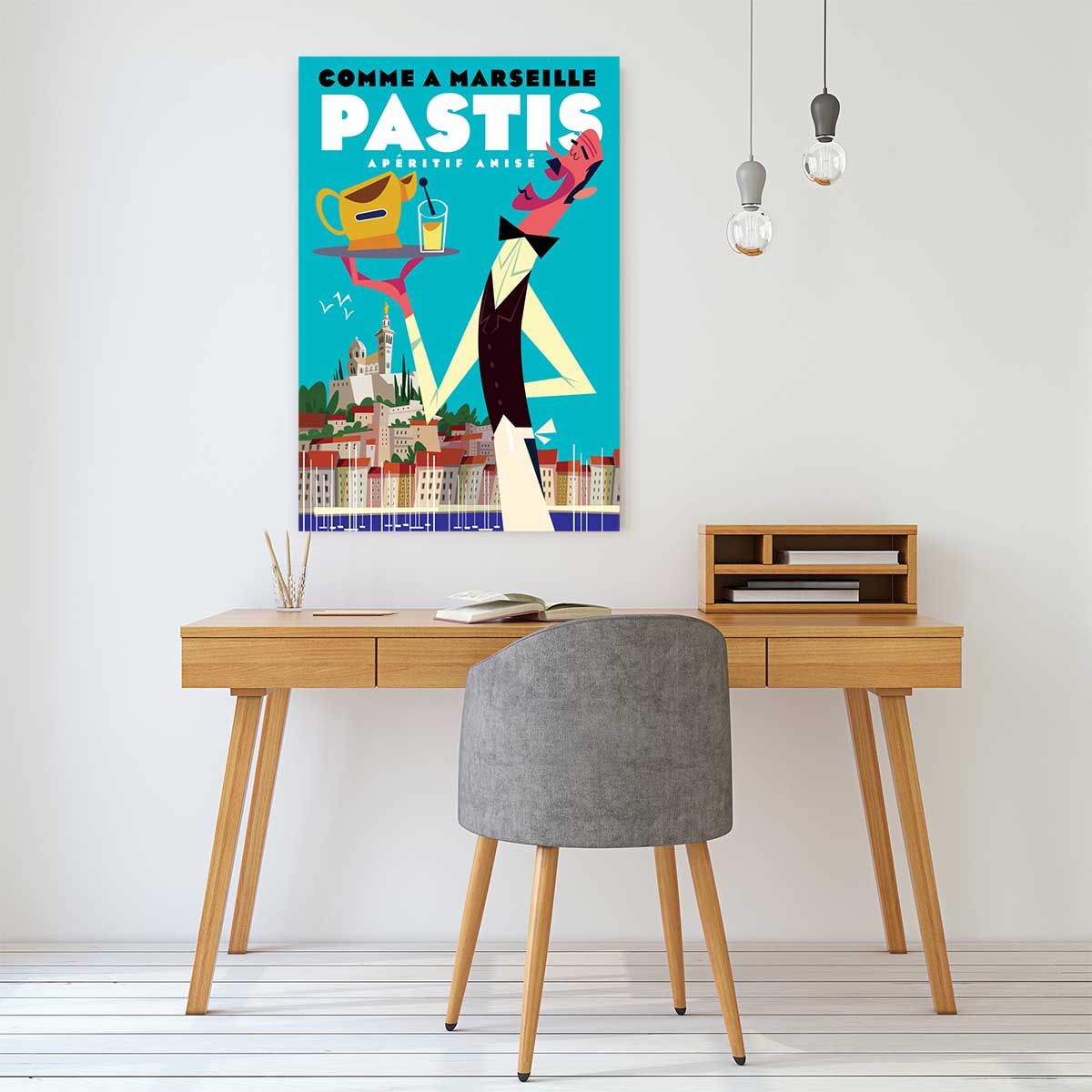 Tableau un pastis sur le vieux port tableau alu dibond, HEXOA