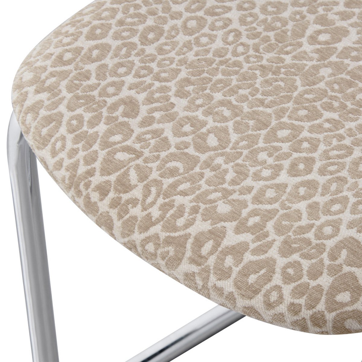 Lot de 2 chaises imprimé léopard pieds chrome - MARCEL beige, DRAWER