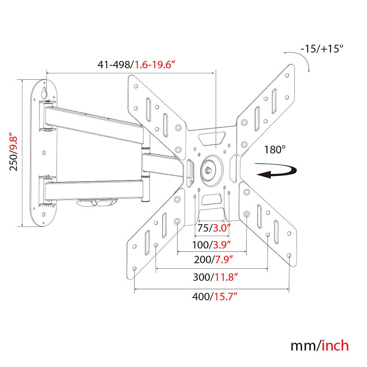 Suporte para TV Large Triple & Swivel, HAEGER preto , HAEGER