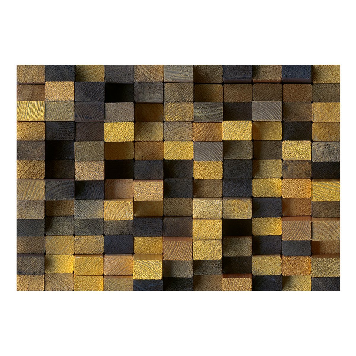 Papier peint intissé panoramique Wooden cubes noir, EDEN