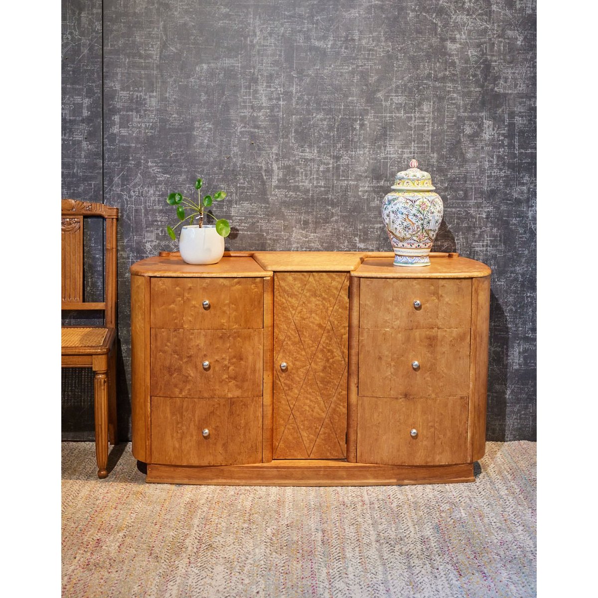 Coiffeuse Art déco en citronnier Louise N°344 - Bon état bois clair, DEBONGOUT
