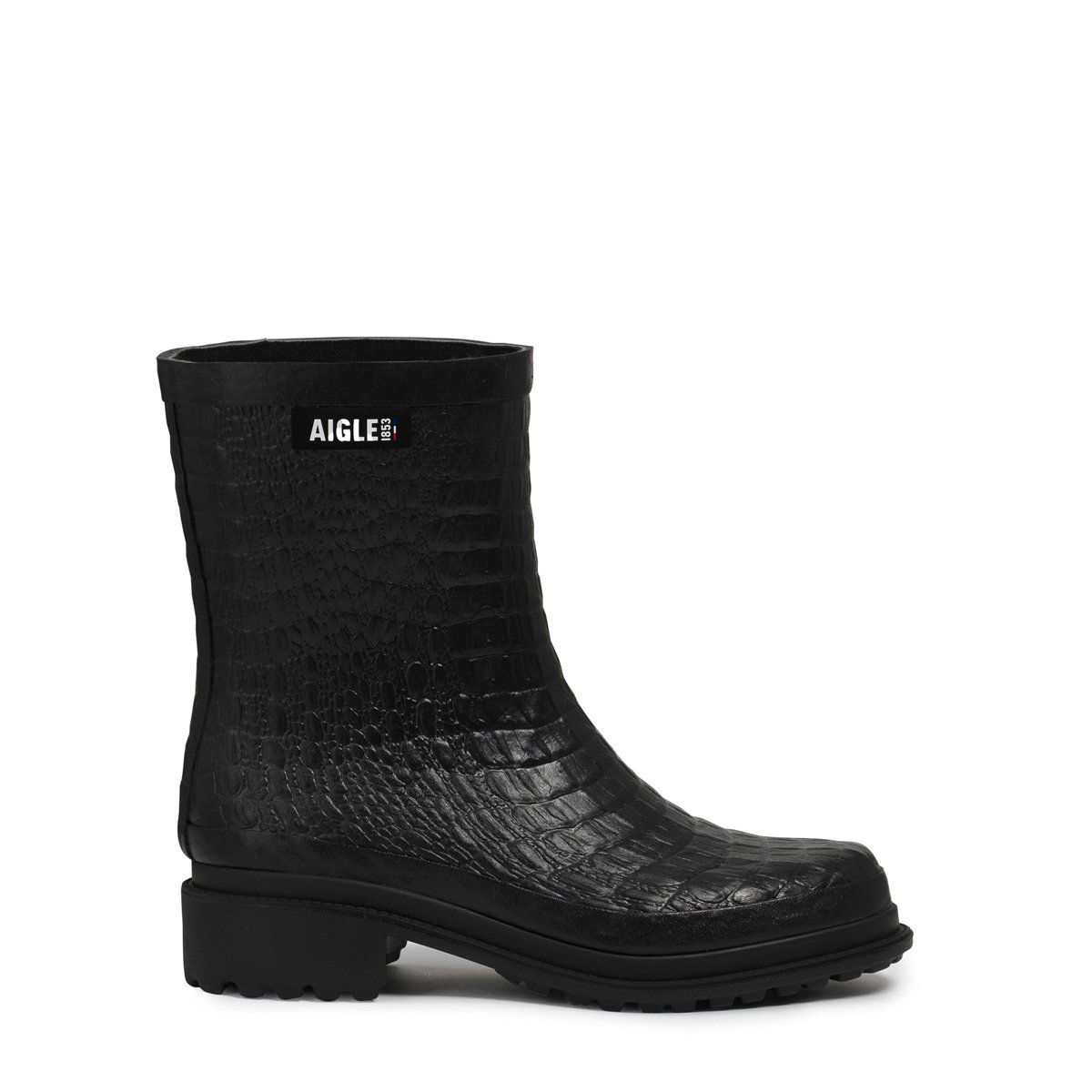 Bottines de pluie imprimé reptile FULFEEL MID noir, AIGLE