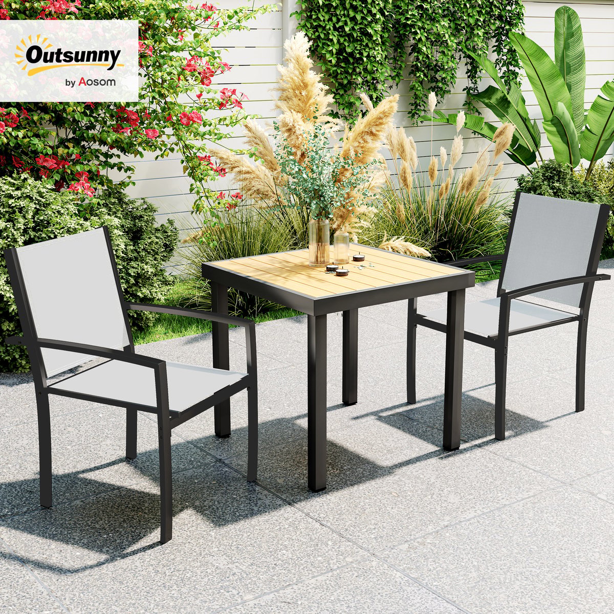 Ensemble de chaises de jardin Acier Gris gris, OUTSUNNY