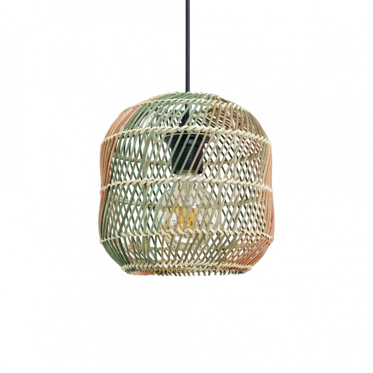 Suspension en rotin, TISCO marron, orange & vert, C-CREATION