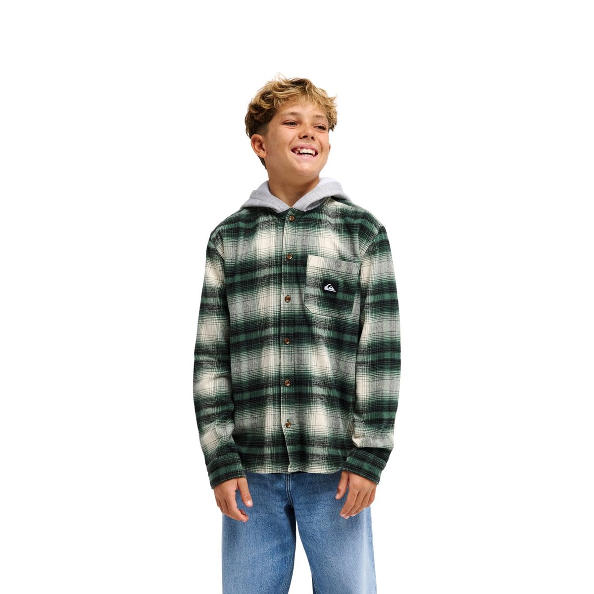 Chemise à capuche en flanelle TIMETABLE vert foresttimetablebushing check, QUIKSILVER