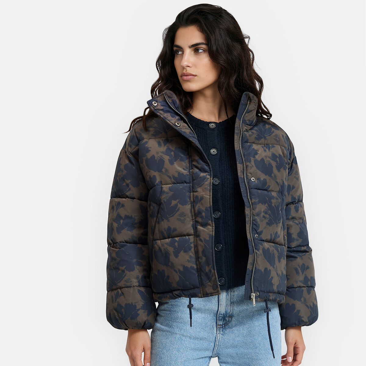 Doudoune courte, imprimé floral marron/imprimé, LA REDOUTE COLLECTIONS