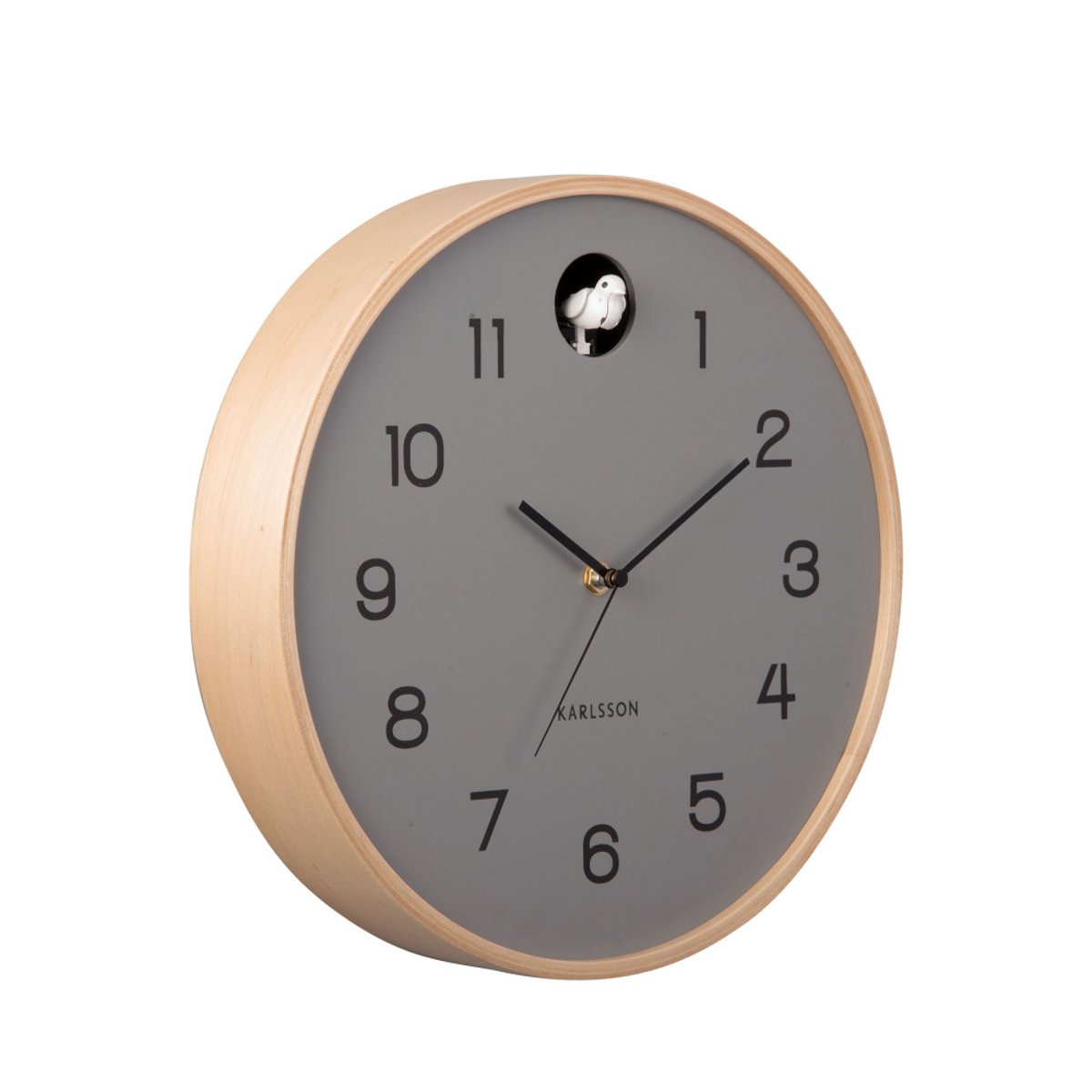 Horloge murale ronde 31,5cm- NATURAL CUCKOO gris, KARLSSON