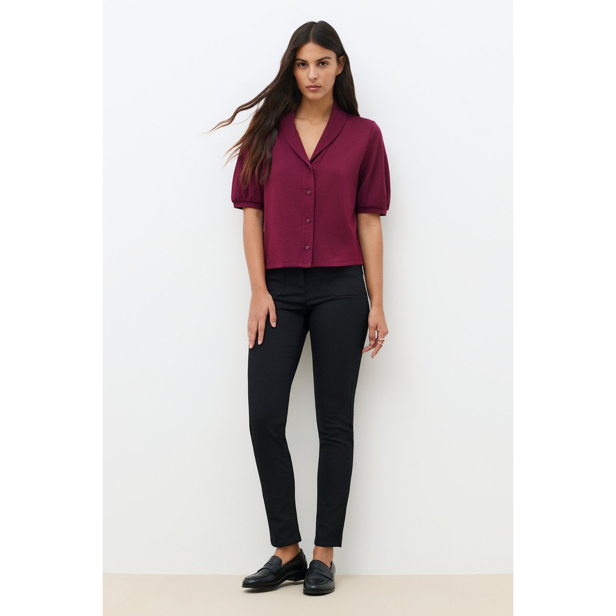 T-shirt coupe droite T-SHIRT TMARI-UNI bordeaux, CAROLL