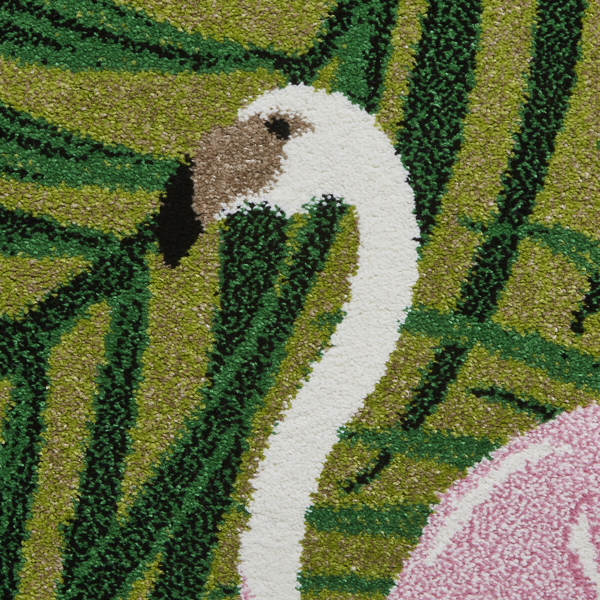 Tropical Flamingo Leaf Print Rug green/pink, SO'HOME