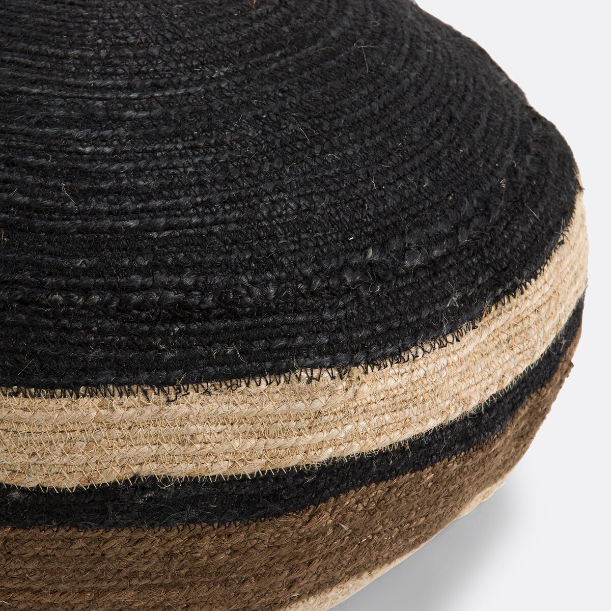 Poef in gevlochten jute, Tahani naturel/zwart, LA REDOUTE INTERIEURS
