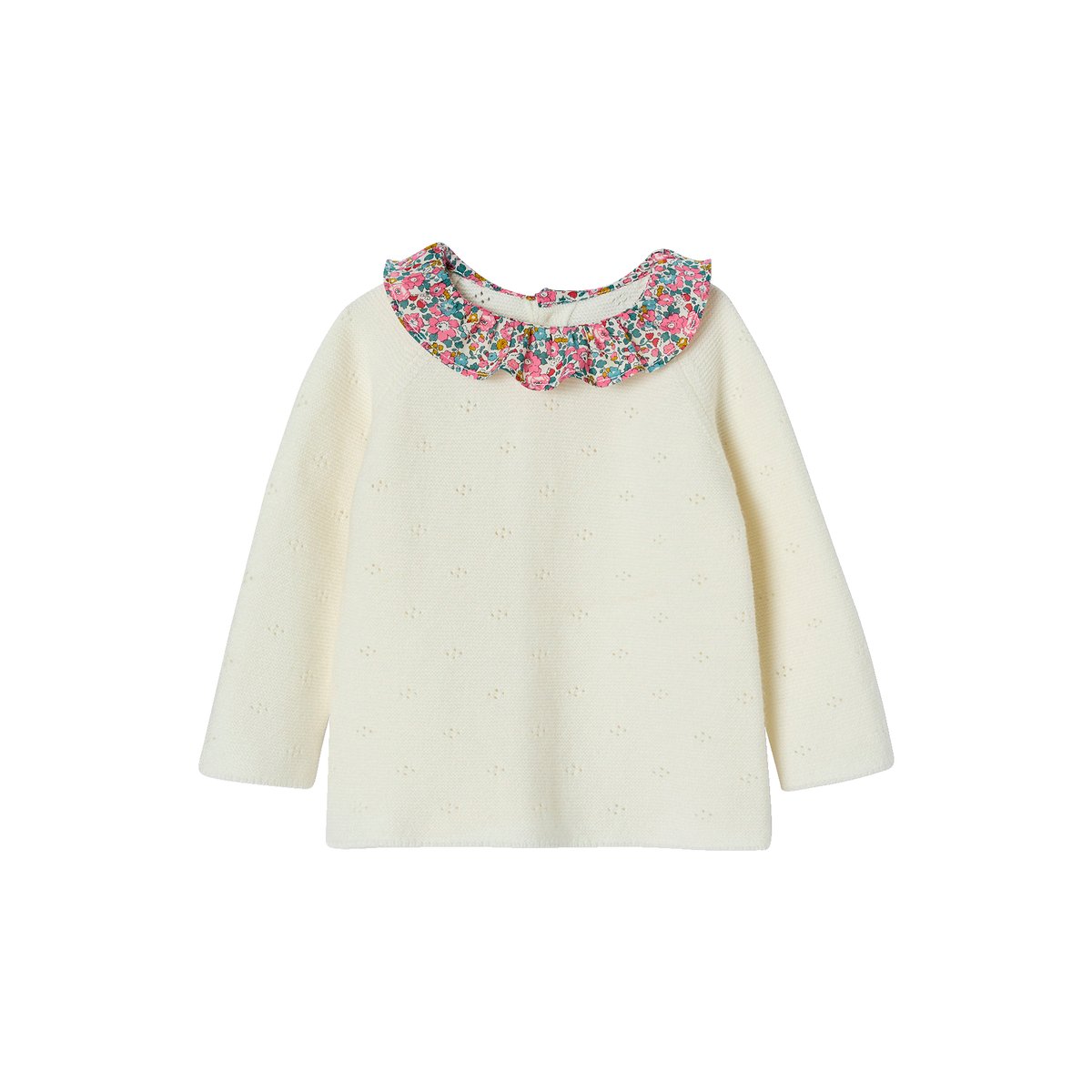 Ensemble 2 pièces naissance en tricot écru, ENVIE DE FRAISE