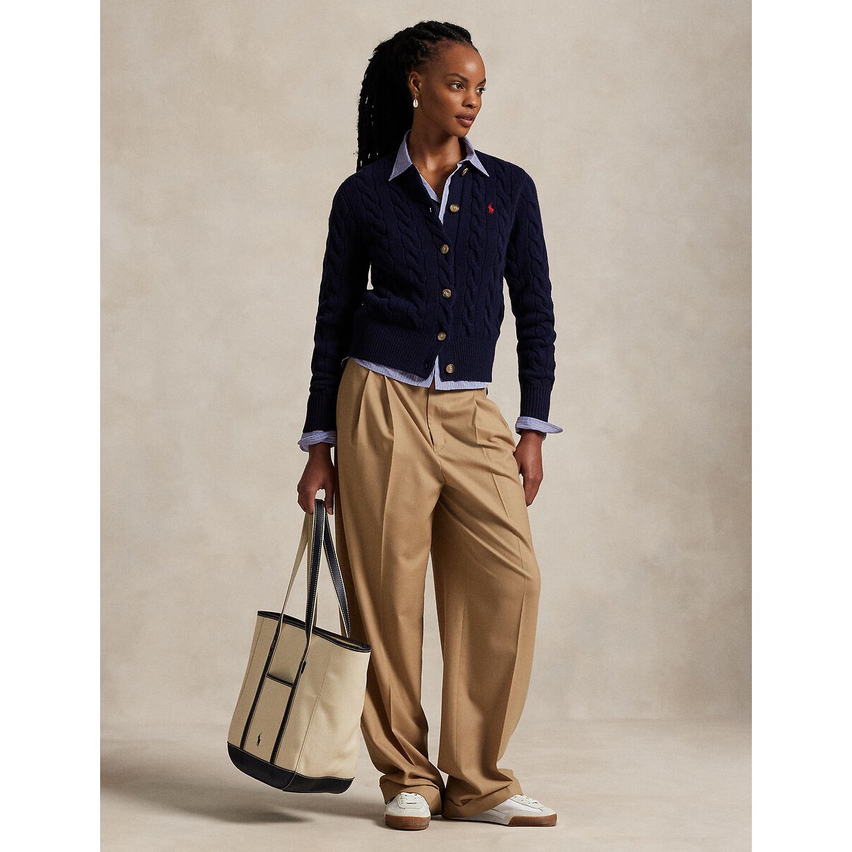 Wool/Cashmere Cardigan in Cable Knit navy, POLO RALPH LAUREN