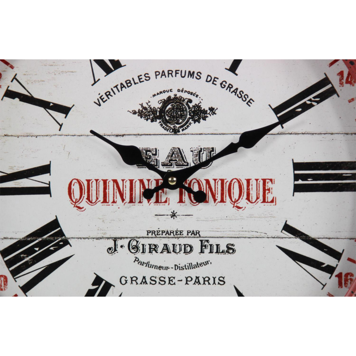 Horloge ancienne murale eau quinine tonique blanc, DECORATION D’AUTREFOIS