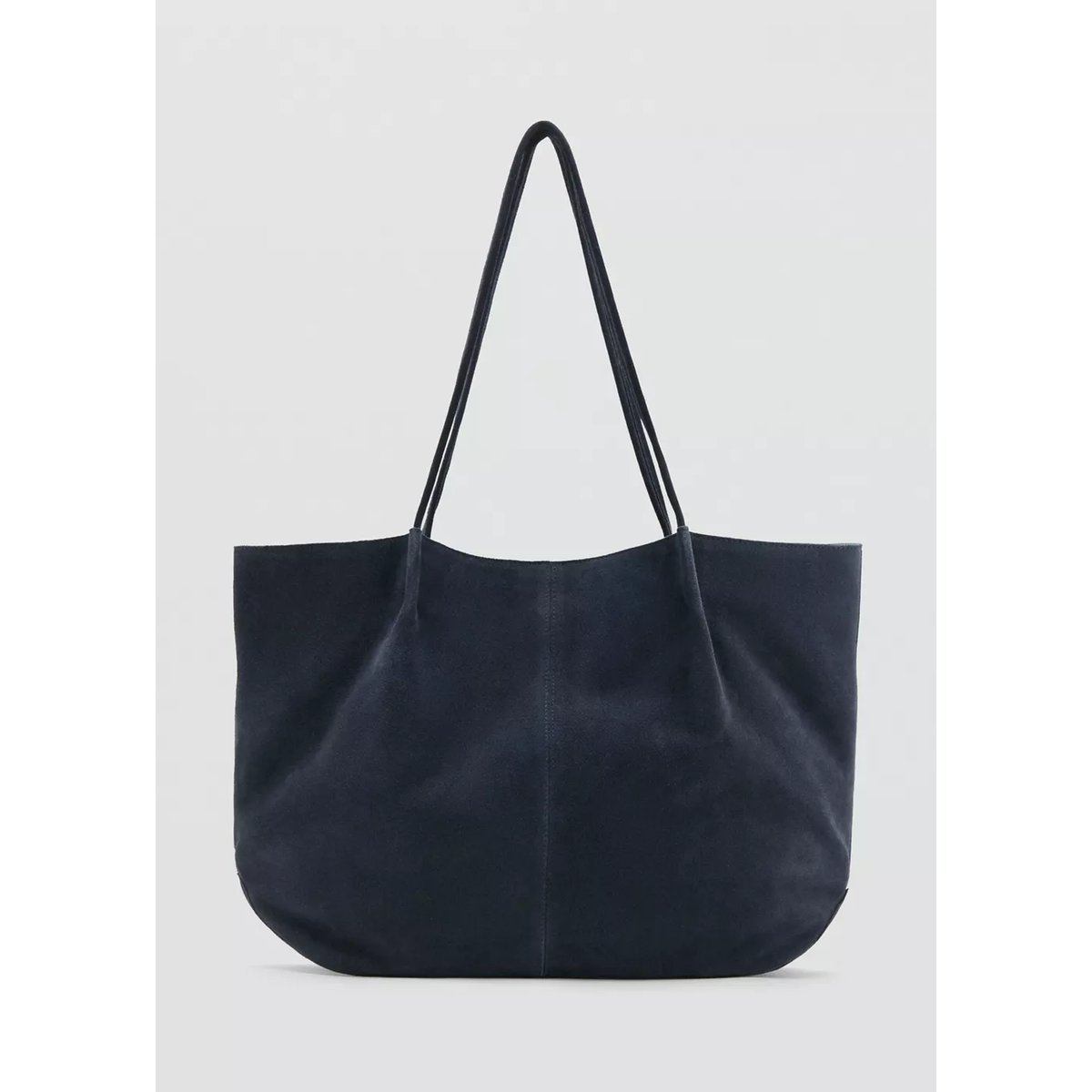 Sac cabas cuir suédé bleu marine, MANGO