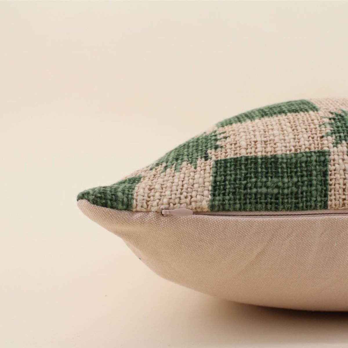 Coussin en coton natté imprimé soleils 40x40cm vert, ORNAMI